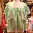 画像1: greenyellow ギンガムチェック Squaresleeve Tops