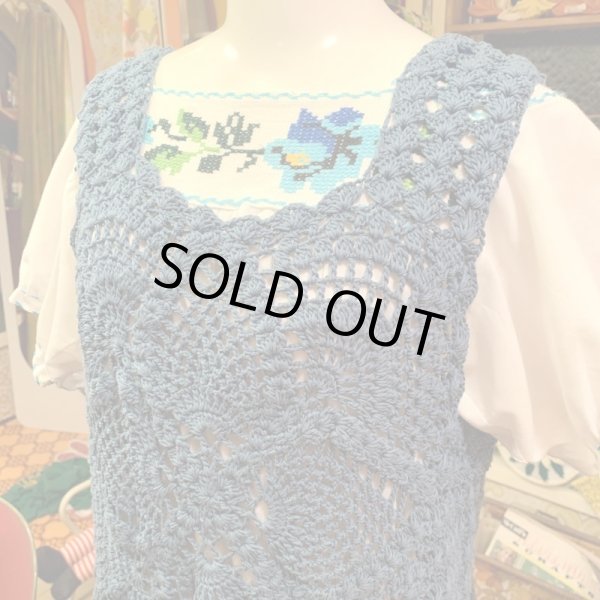 画像2: Light blue Crochet tops 