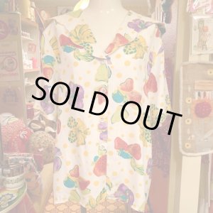 画像: Strawberry&flower柄Scalloped blouse