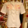 画像1: Flower embroidered blouse