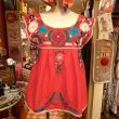 画像1: Mexican flower embroidered tops