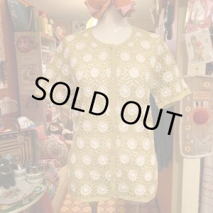 画像: Olive yellow crochet   cardigan