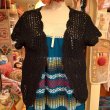 画像1: (SALE) Black flower motif crochet tops