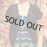 画像: (SALE) Black flower motif crochet tops