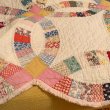 画像3: Vintage double wedding ring pattern patchwork quilt