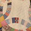 画像13: Vintage double wedding ring pattern patchwork quilt