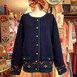 画像1: Green/Navy gold button knit cardigan