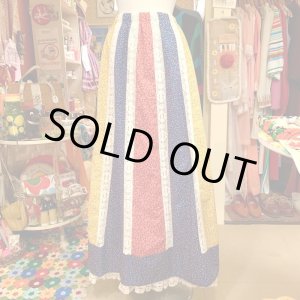 画像: Flower pattern patchwork maxi length skirt