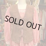 画像: （SALE）Brown suede&knit vest