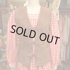 画像: （SALE）Brown suede&knit vest