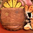 画像1: Leather flower embossed shoulder bag