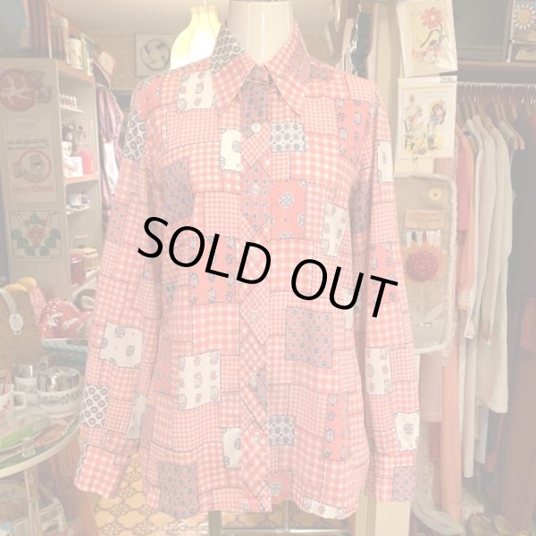 画像1: Patchwork pattern shirt