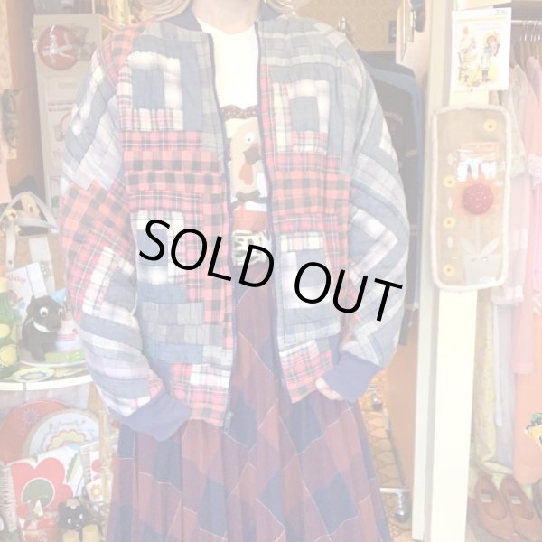 画像1: Plaid patchwork quilted jacket