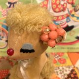 画像: Vintage salmon pink x clear yellow beaded earrings