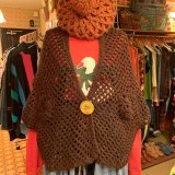 画像: （SALE）Brown crochet cape