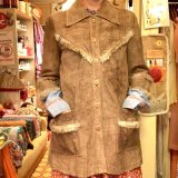 画像: Embroidery&fur suede jacket