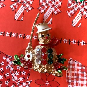 画像: Christmas motif rhinestone brooch