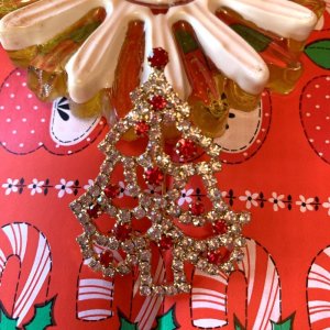 画像: Christmas tree rhinestone brooch