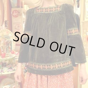 画像: Tyrolean ribbon velours tops