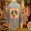 画像1: Flower pattern patchwork chambray shirt