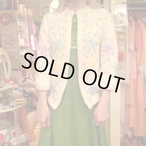 画像: 60'S flower embroidery wool cardigan