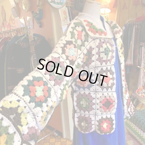 画像3: Vintage Granny square knit gownjacket