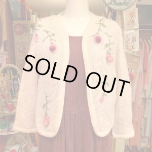 画像: 50'S Rose motif mohair knit cardigan