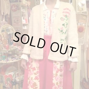 画像: 60'S Flower pattern handmade wool cardigan