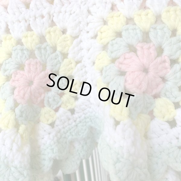 画像1: Vintage pastel colour Granny square blanket