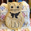 画像1: Gingham cat potholder