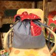 画像1: Bandana&denim reversible shoulder bag with triangle bandana