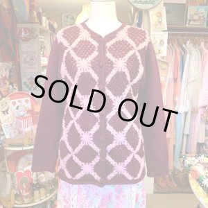 画像: Flower motif crochet knit cardigan