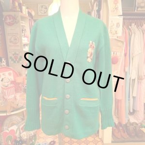 画像: 60'S〜70'S Owl patch Acrylic knit cardigan