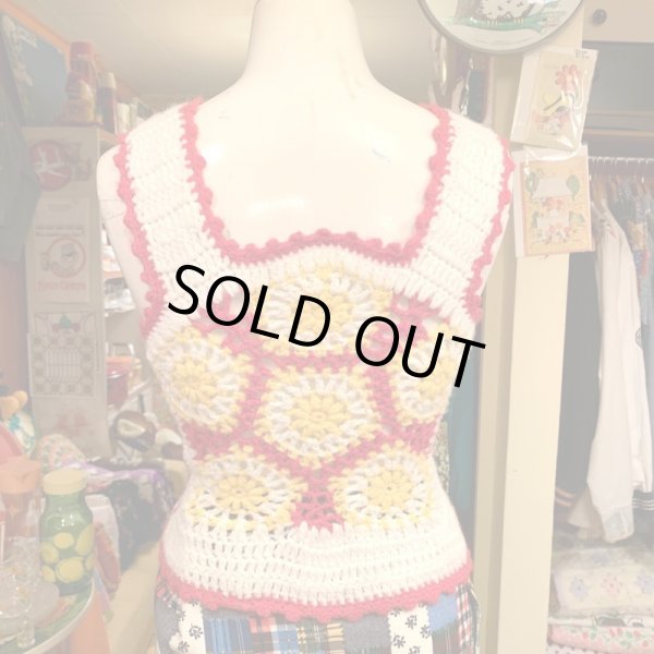 画像3: Vintage Granny flower motif knit vest