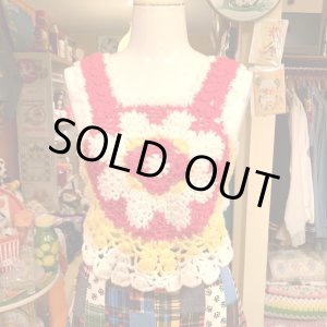 画像: Vintage Granny flower motif knit bustier