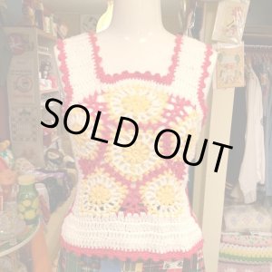 画像: Vintage Granny flower motif knit vest