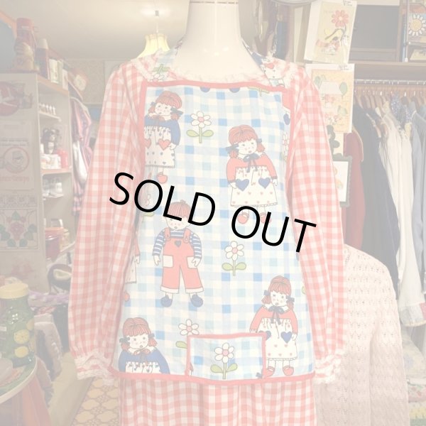 画像1: Vintage Girl&Boy gingham check apron