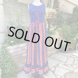 画像: 70'S Sears flower pattern laceup sleeveless dress