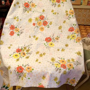 画像: 70'S  OR/YE  Flower pattern pillow cover