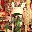 画像9: (SALE) Vintage Light green line patchwork wrap skirt