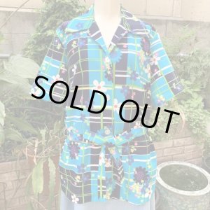 画像: Vintage flower pattern belted shirt