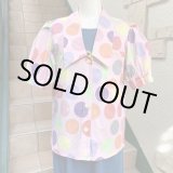 画像: 80'S  Made in Italy Checkered polka dot pattern blouse