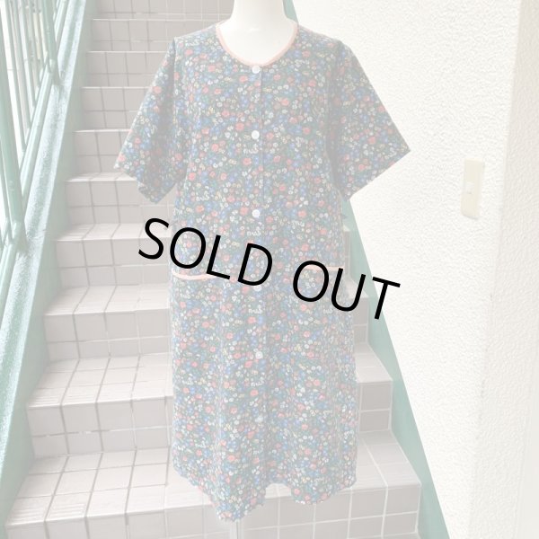 画像1: Vintage flower pattern front open dress