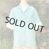 画像: Mint Green dot embroidery frilled sleeves blouse