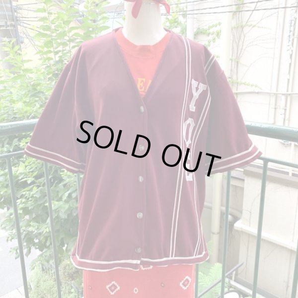 画像1: Vintage bordeaux/white baseball shirt