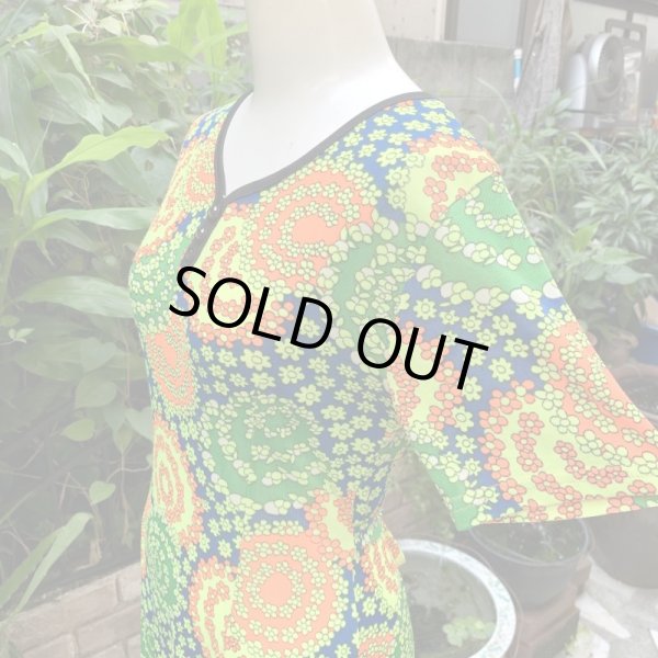 画像2: 70'S Vintage popflower pattern dress