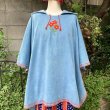 画像1: Vintage Flower embroidery hooded poncho