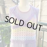 画像: Vintage pastel color crochet halter neck top