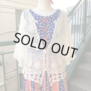 画像: Vintage crochet poncho sleeves top