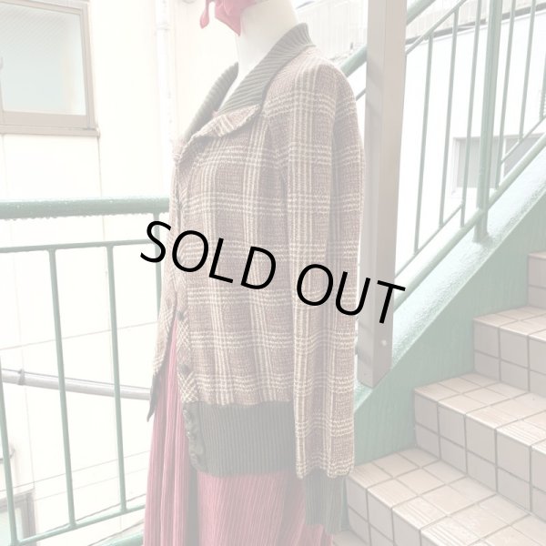 画像2: Vintage rib switching plaid jacket